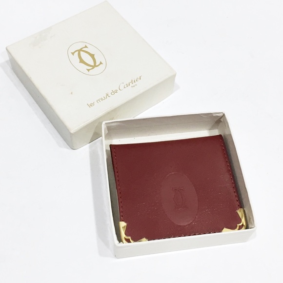 Cartier burgundy leather vintage folding snap pouch - Picture 3 of 10
